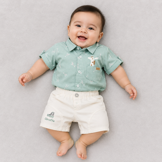 Boys Cotton Shirt & Shorts Set – Smart, Soft & Comfortable