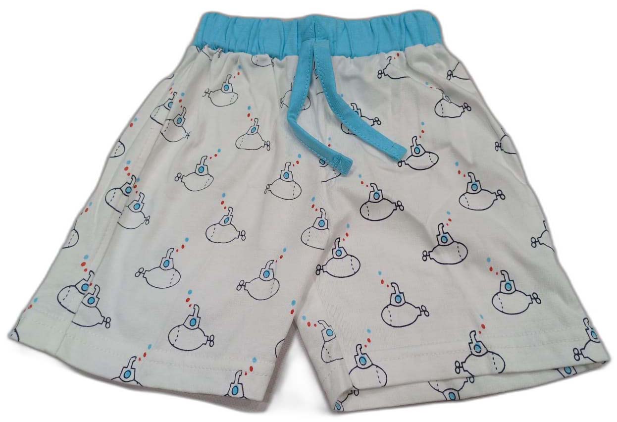 Cotton Half Sleeves Ship Adventure Printed T-Shir & Shorts Set - Sky Blue