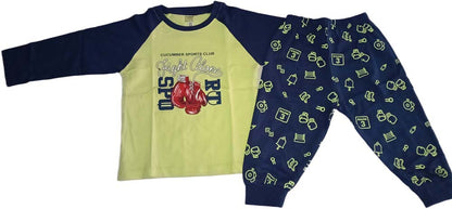 Cucumber Boys Full sleeves Multicolor T-Shirt with Joggers - Lemon