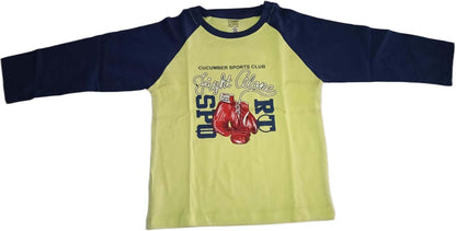 Cucumber Boys Full sleeves Multicolor T-Shirt with Joggers - Lemon