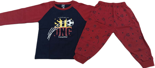 Cucumber Boys Full sleeves Multicolor T-Shirt with Joggers - Blue