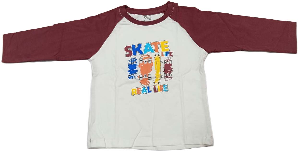 Cucumber Boys Full sleeves Multicolor T-Shirt with Joggers - White