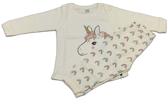 CUCUMBER Girl Sinker Full Sleeves Suit with Adorable Print - Cream