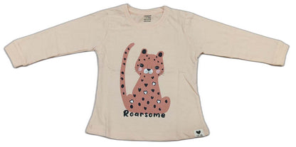 CUCUMBER Girl Sinker Full Sleeves Suit with Adorable Print - Peach