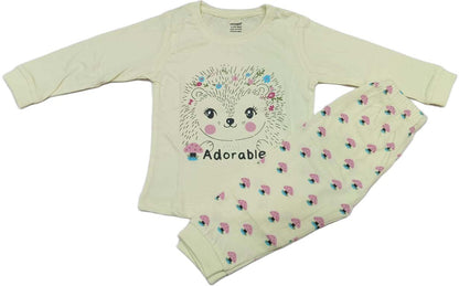 CUCUMBER Girl Sinker Full Sleeves Suit with Adorable Print - Light Yellow