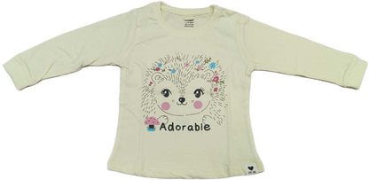 CUCUMBER Girl Sinker Full Sleeves Suit with Adorable Print - Light Yellow