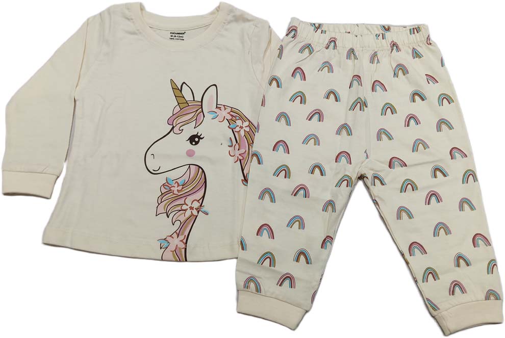 Buy Girls Unicorn printed Full Sleeves Top with Leggings - Cream
