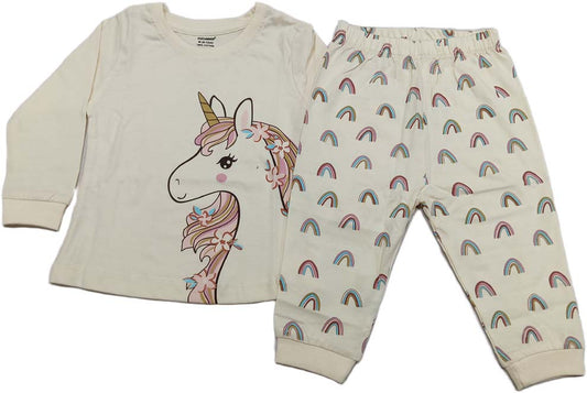 Buy Girls Unicorn printed Full Sleeves Top with Leggings - Cream