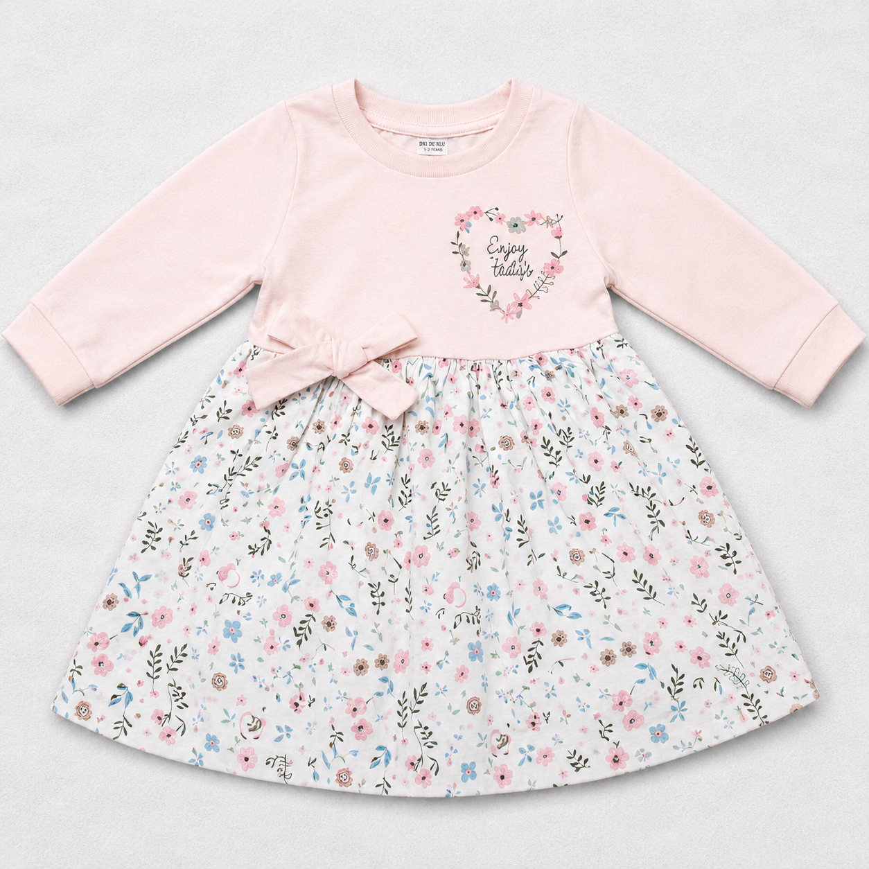 Cucumber Baby Girls Enjoy Today Floral Pink Cotton Dress