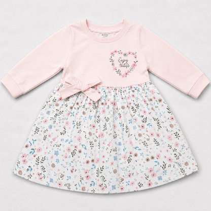 Cucumber Baby Girls Enjoy Today Floral Pink Cotton Dress