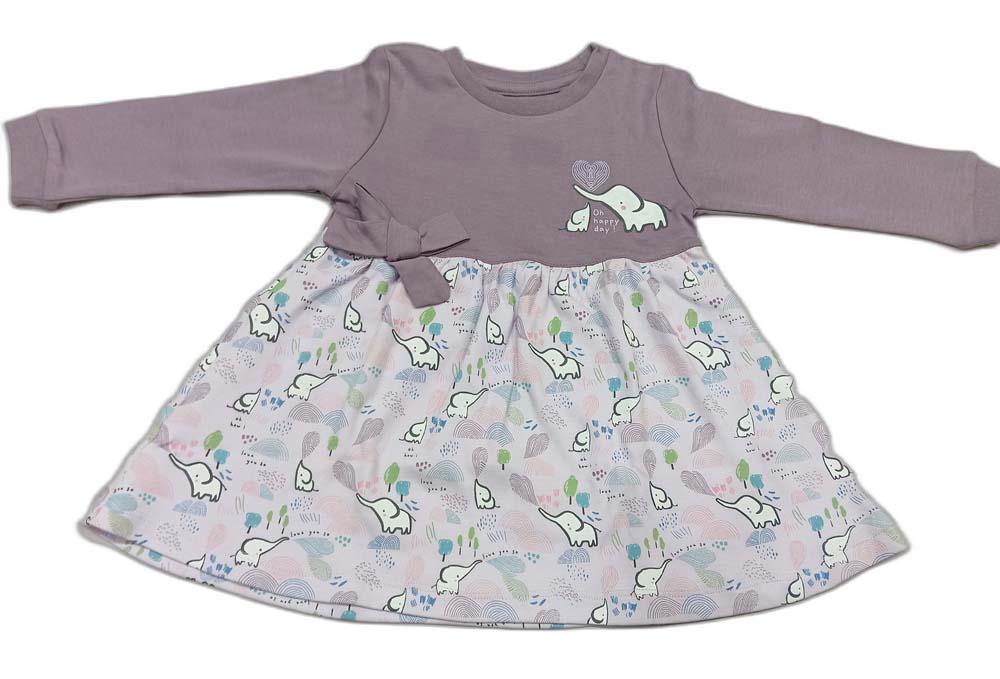 Cucumber Girls Full Sleeves Printed Frock - Purple