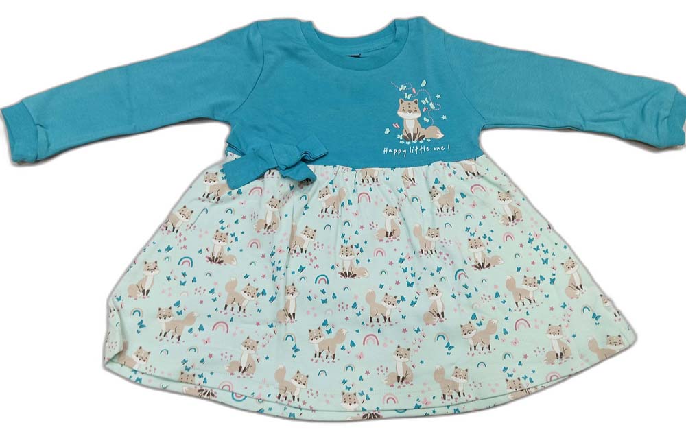 Cucumber Girls Full Sleeves Printed Frock - Green