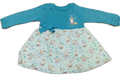 Cucumber Girls Full Sleeves Printed Frock - Green