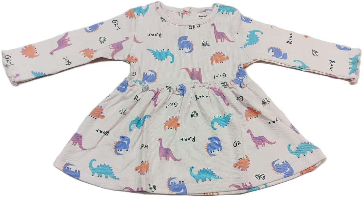 Cucumber Girls Full Sleeves Woodland Print Dress Frock With Leggings - Pink