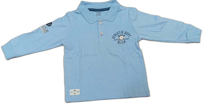 CUCUMBER Sinker Knit Full Sleeves Polo T-Shirt with Joggers - Light Blue