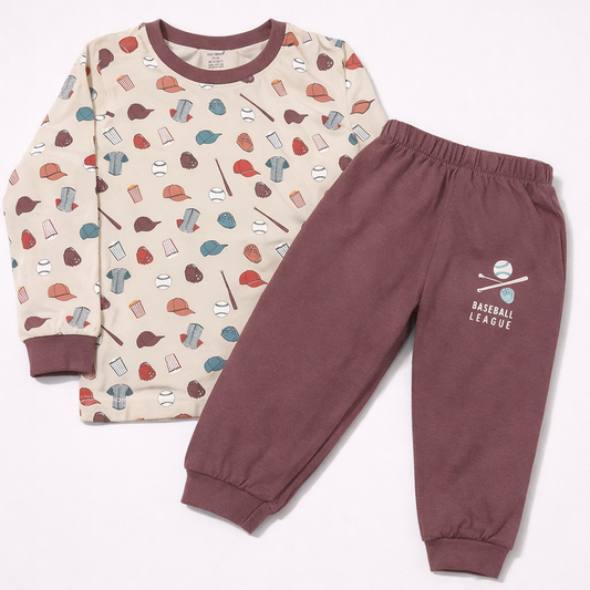 Baby Boys Baseball League Printed Clothing Set