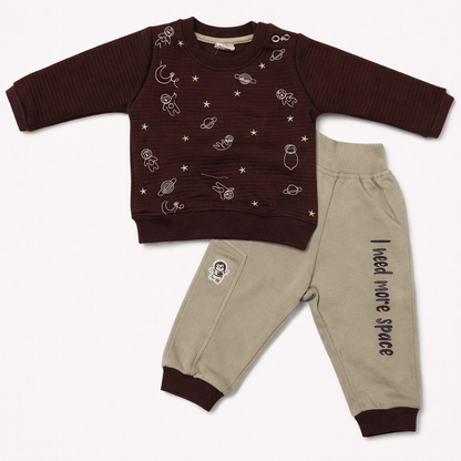 Krunchy Space adventure Full Sleeve Sweatshirt & Cotton Jogger Pants  - Cutypi