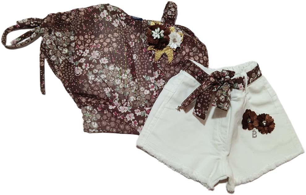 Baby Fashion Girl Floral print Top and Shorts Set