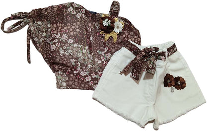 Baby Fashion Girl Floral print Top and Shorts Set