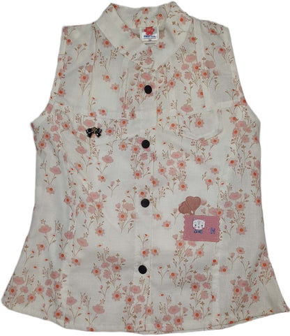 Girl Girls Sleeveless Top with Denim Short - Pink