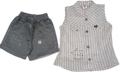 Girl Girls Sleeveless Top with Denim Short