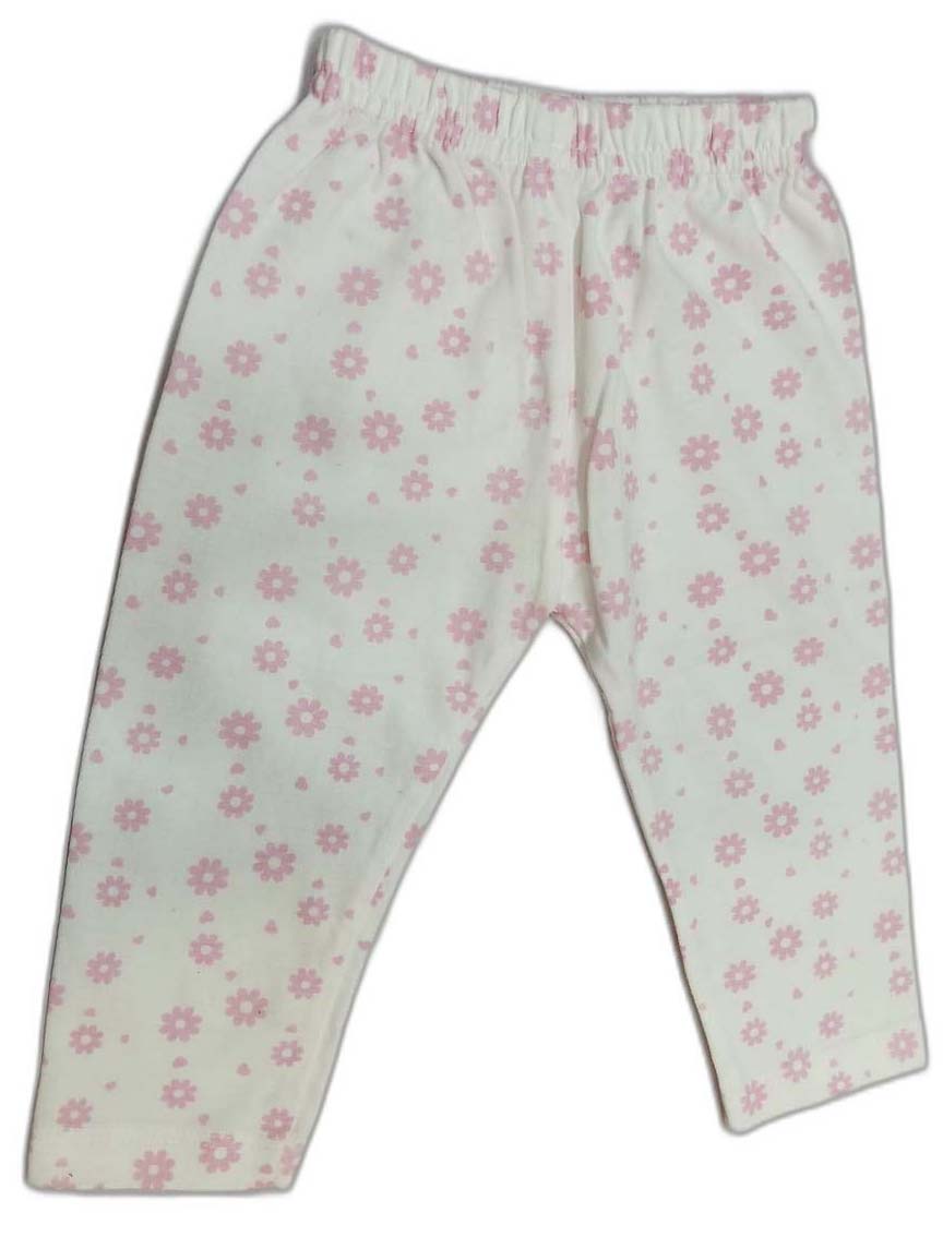 Girls Full Sleeves Applique Printed Frock With Leggings - Pink