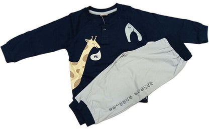 Boys Full Sleeves Regular T-Shirt with Joggers - Dark Blue