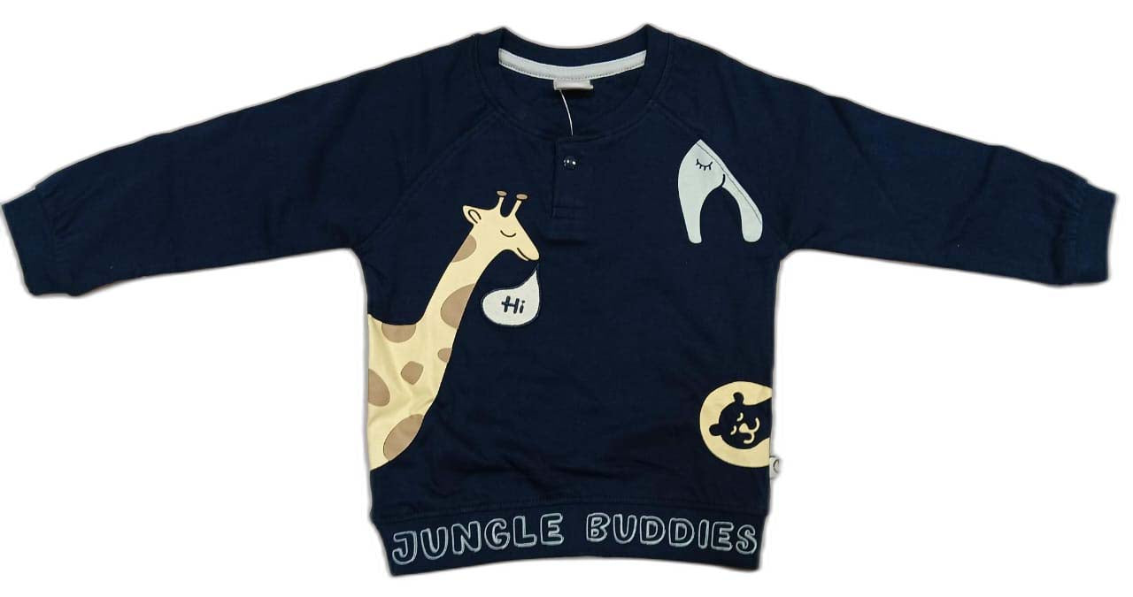 Boys Full Sleeves Regular T-Shirt with Joggers - Dark Blue