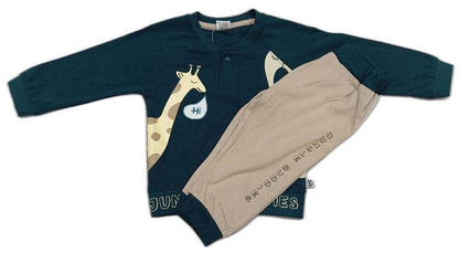 Boys Full Sleeves Regular T-Shirt with Joggers - Dark Green