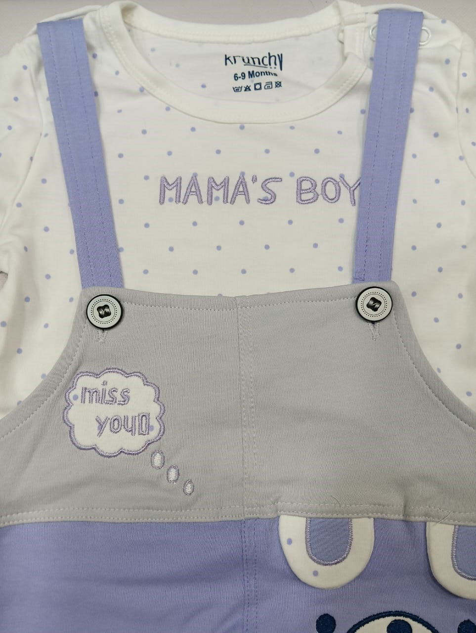 Mama Boys Dungaree Printed Pure Cotton - Purple