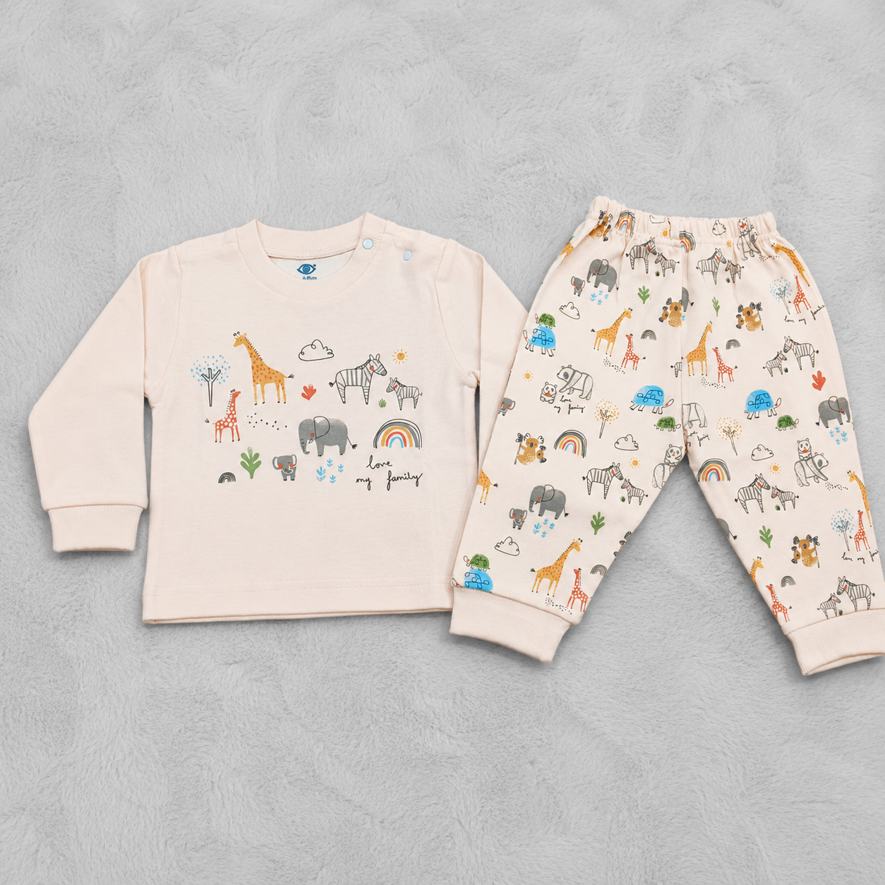 Baby Boys Animal Print Full Sleeve T-Shirt & Jogger Set – Cute Casual Wear