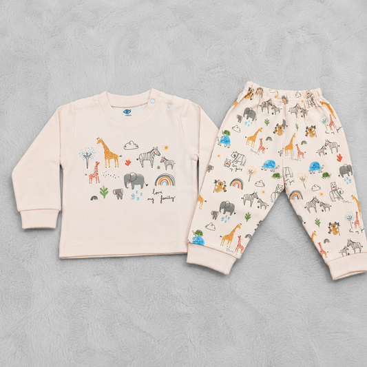 Baby Boys Animal Print Full Sleeve T-Shirt & Jogger Set – Cute Casual Wear