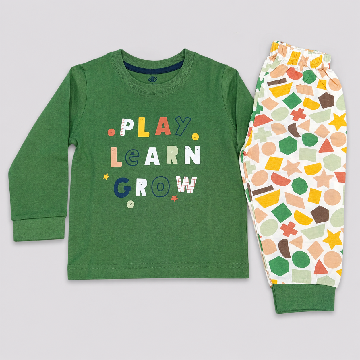 Boys Green Full Sleeve T-Shirt and Printed Jogger Set – Casual Kids Wear