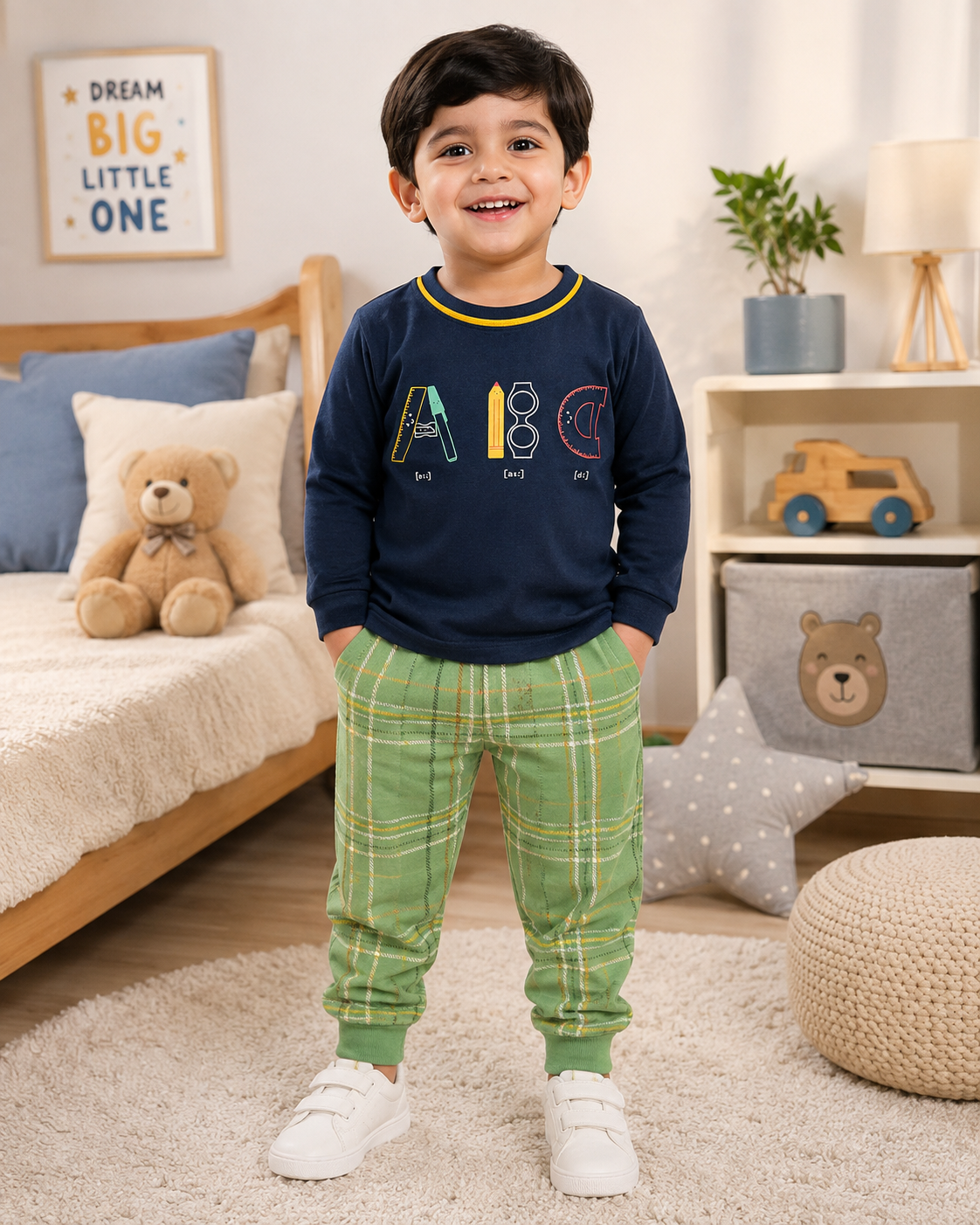 Boys Blue Full Sleeve T-Shirt and Printed Jogger Set – Casual Kids Wear