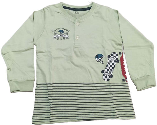 Boys Knit Full Sleeves Round Neck T-Shirt with Pant - Green
