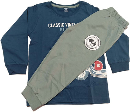 Boys Cotton Long Sleeve T-Shirt and Pyjama set