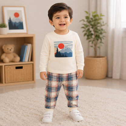 Cucumber Kids Printed Regular Fit T-Shirt with Pyjama - White