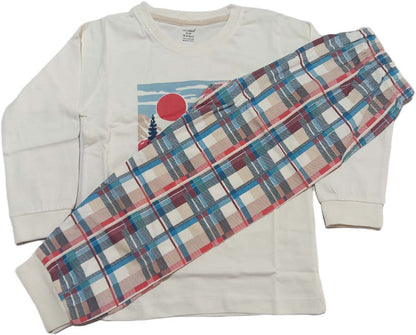 Kids Printed Regular Fit T-Shirt with Pyjama - White