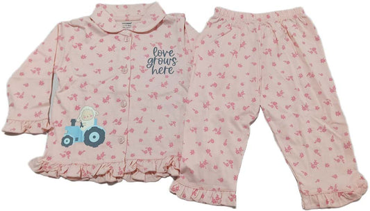 Baby Girls Printed Sleepsuit with Collar and Long Sleeves