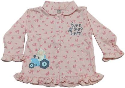 Baby Girls Printed Sleepsuit with Collar and Long Sleeves