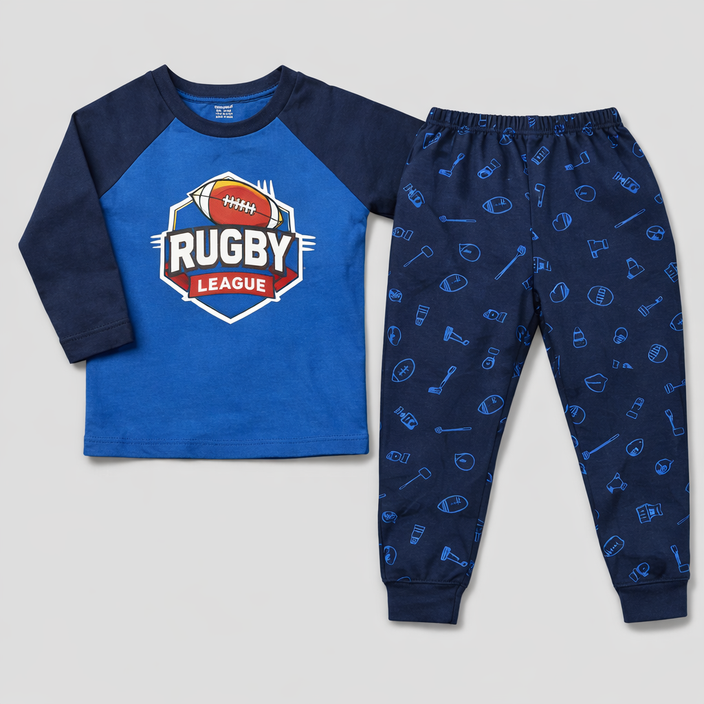 Cucumber Kids Rugby League Graphic Blue Tracksuit Set  - Cutypi