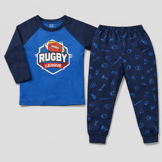 Cucumber Kids Rugby League Graphic Blue Tracksuit Set  - Cutypi