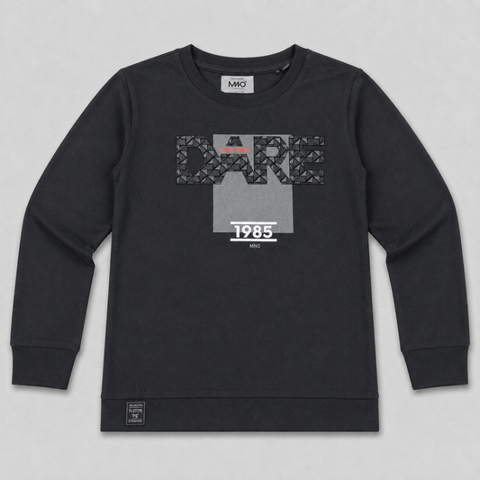 Boys Black Full Sleeve Printed T-Shirt | Casual Kids Wear