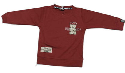 Boys Full sleeves Stripped T-Shirt with Full Pant - Maroon