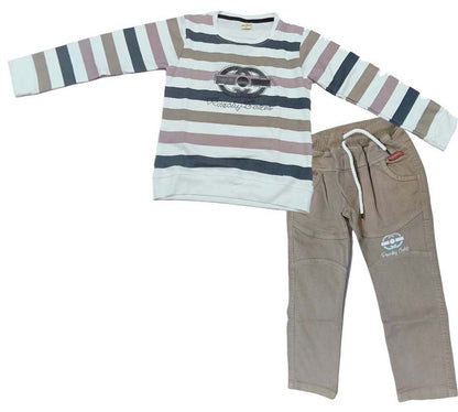 Boys Full sleeves Stripped T-Shirt with Full Pant - Multicolor