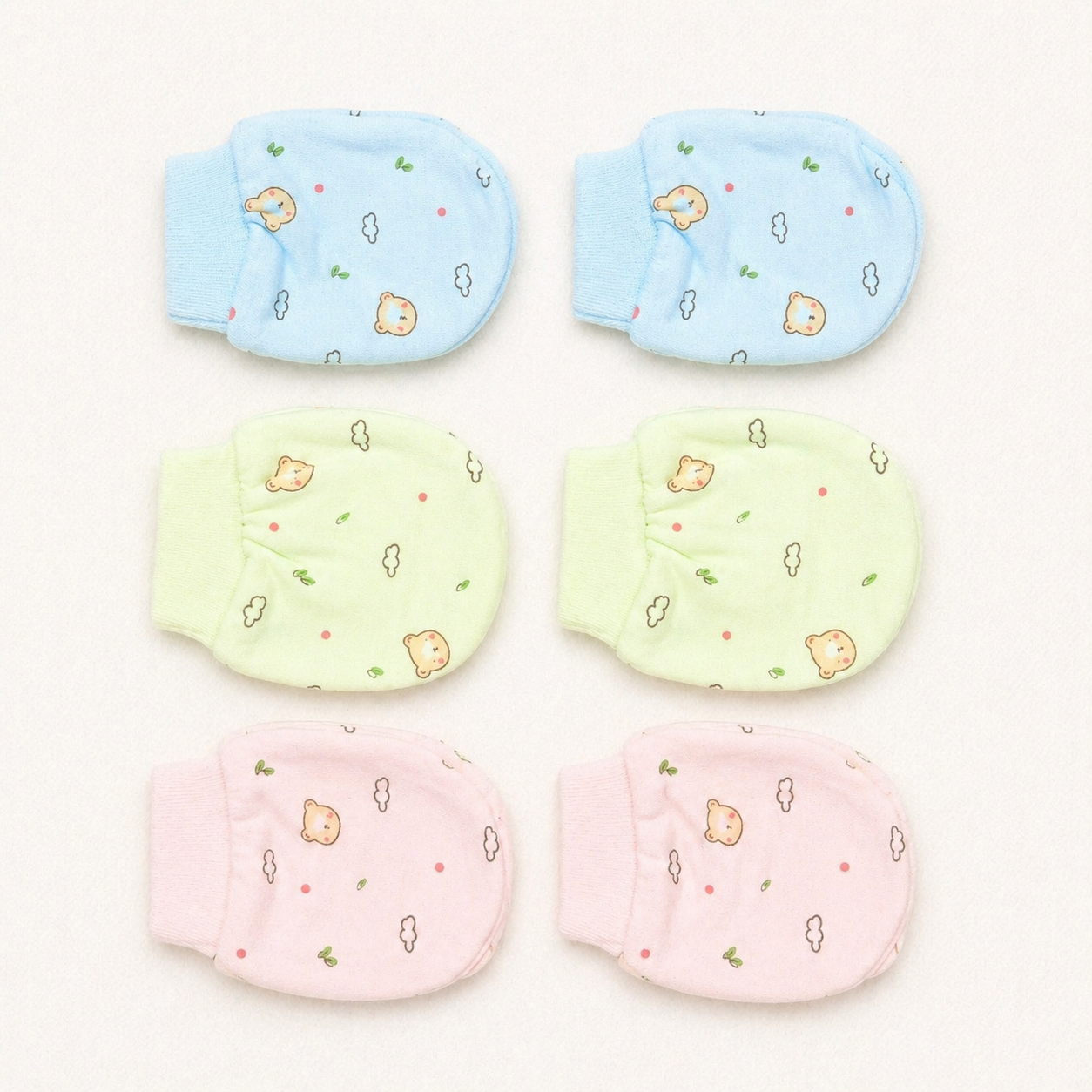 Newborn Baby Cotton Mittens Set Pack of 3 Soft Printed- Cutypi