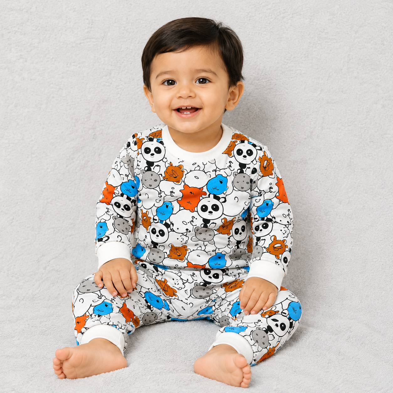 Dots Kids Printed Cartoon Suit Set | Full Sleeve Pajama Set