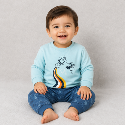 Dots Kids Space Printed Sweatshirt & Pajama Set | Full Sleeve Suit | Cutypi.com