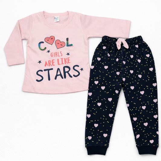 Hello Bele Baby Cool Girls Print T-Shirt with Printed Pants Set Cute Casual Outfit - Cutypi