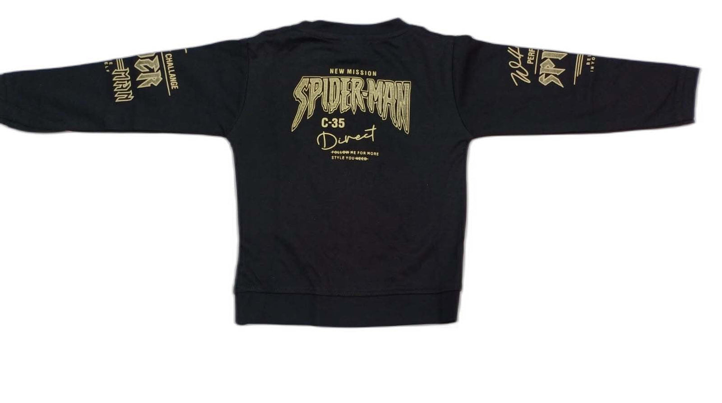 Boys Full sleeves Spider Printed T-Shirt with Full Pant